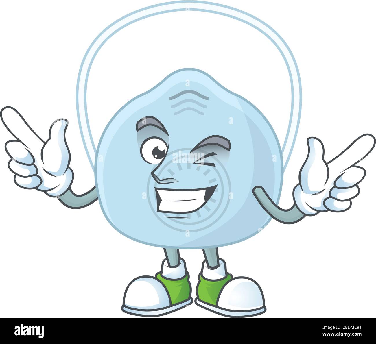 Cartoon character design concept of breathing mask cartoon design style with wink eye Stock