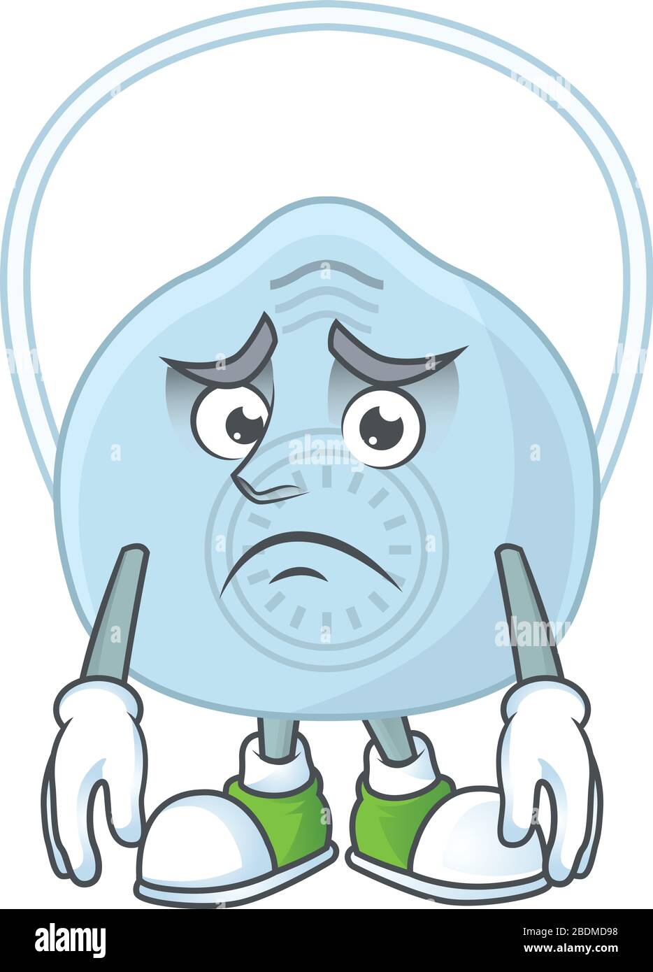 Cartoon picture of breathing mask with worried face Stock Vector Image