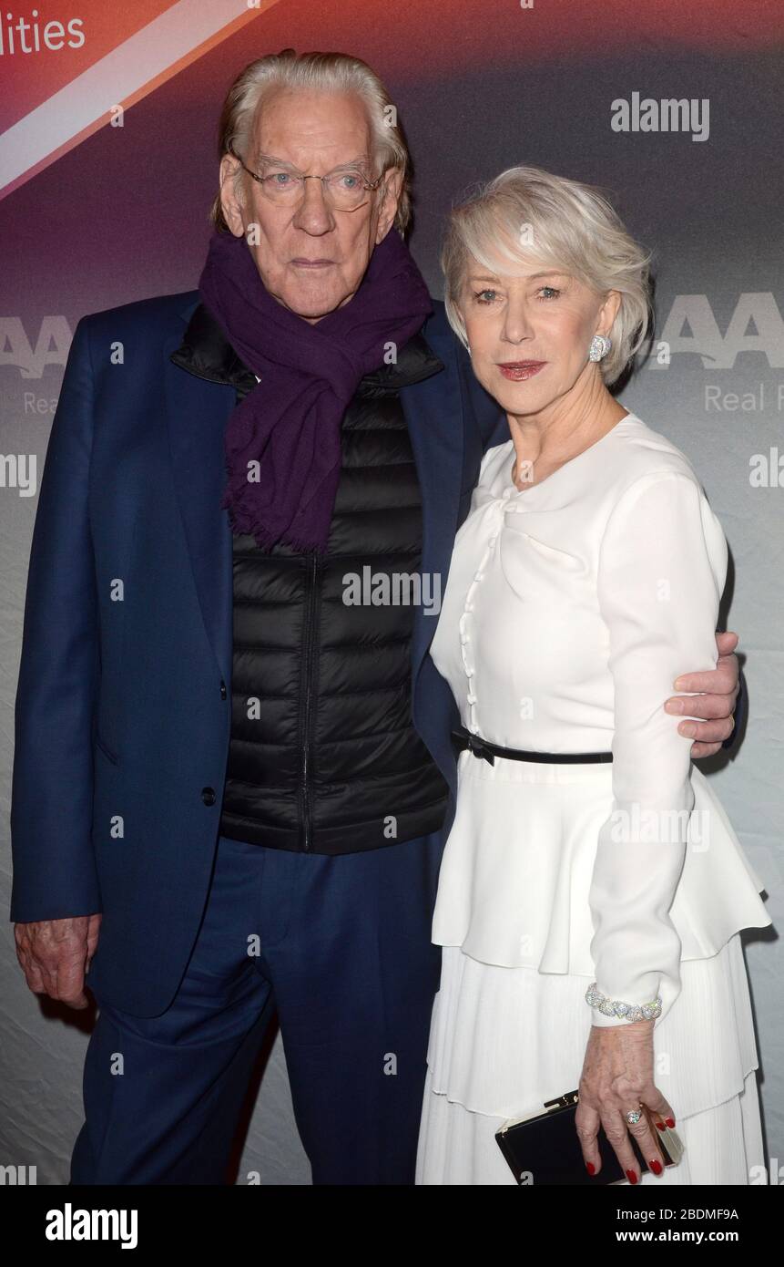 January 9, 2018, West Hollywood, CA, USA: LOS ANGELES - JAN 19:  Donald Sutherland, Helen Mirren at the ''The Leisure Seeker'' Premiere at Pacific Design Center on January 19, 2018 in West Hollywood, CA (Credit Image: © Kay Blake/ZUMA Wire) Stock Photo