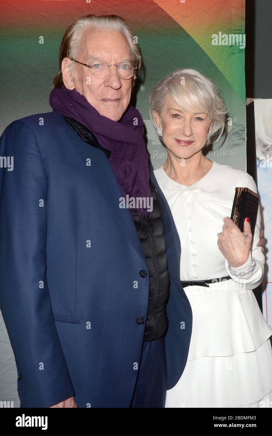 January 9, 2018, West Hollywood, CA, USA: LOS ANGELES - JAN 19:  Donald Sutherland, Helen Mirren at the ''The Leisure Seeker'' Premiere at Pacific Design Center on January 19, 2018 in West Hollywood, CA (Credit Image: © Kay Blake/ZUMA Wire) Stock Photo