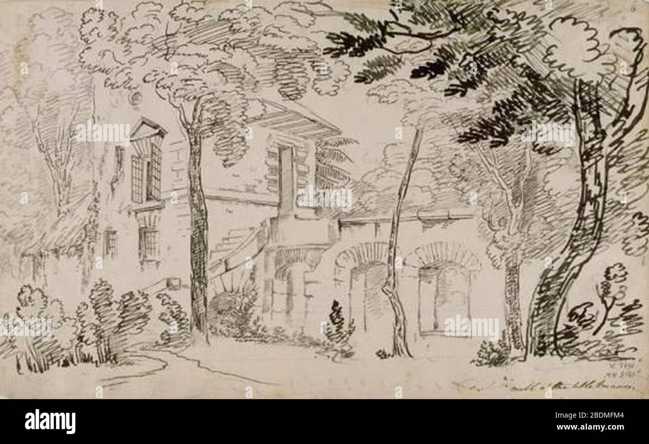 Hameau de la reine - Moulin - 1802 - John-Claude Nattes. Stock Photo