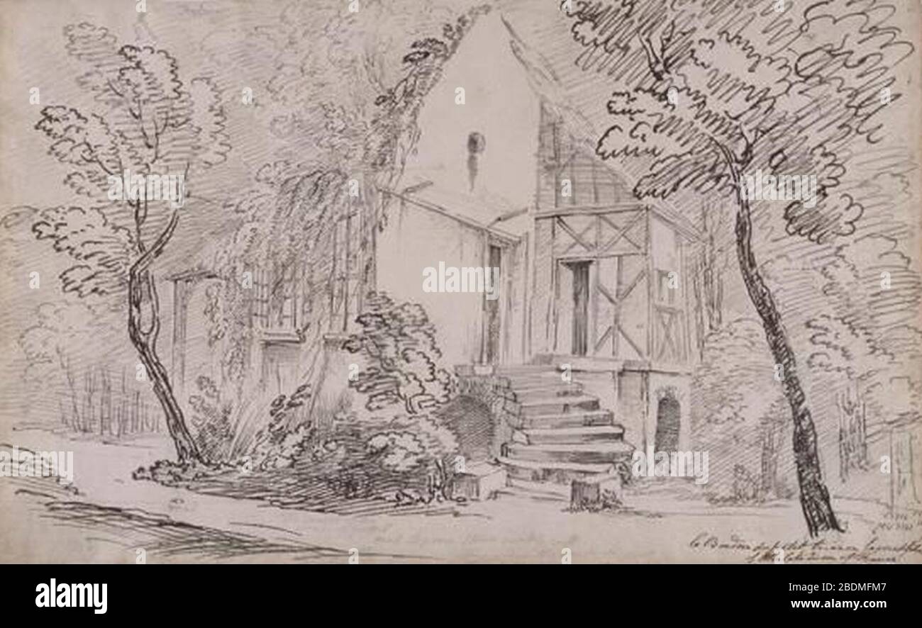 Hameau de la reine - Boudoir - 1802 - John-Claude Nattes. Stock Photo