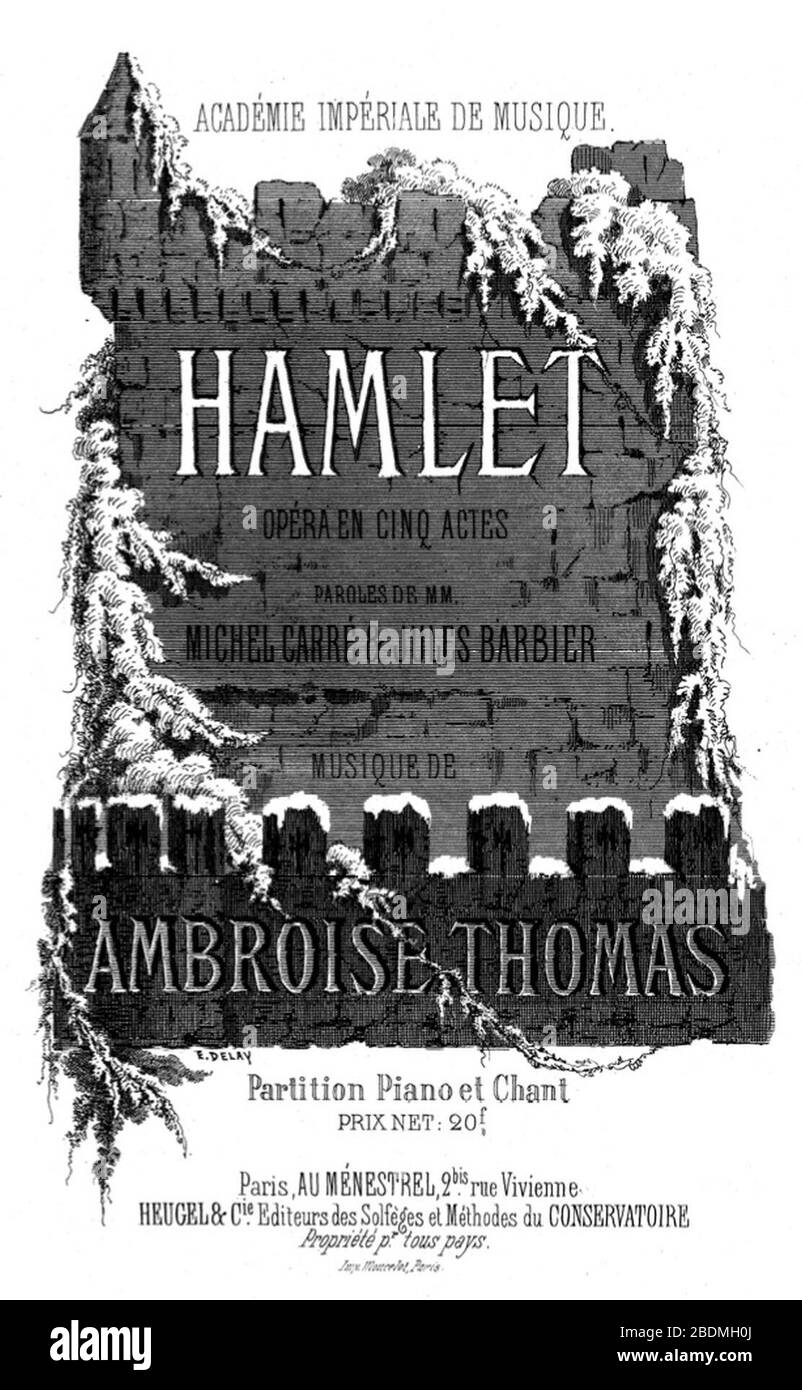 Hamlet (opera) by Thomas, Cover of Piano-Vocal Score. Stock Photo