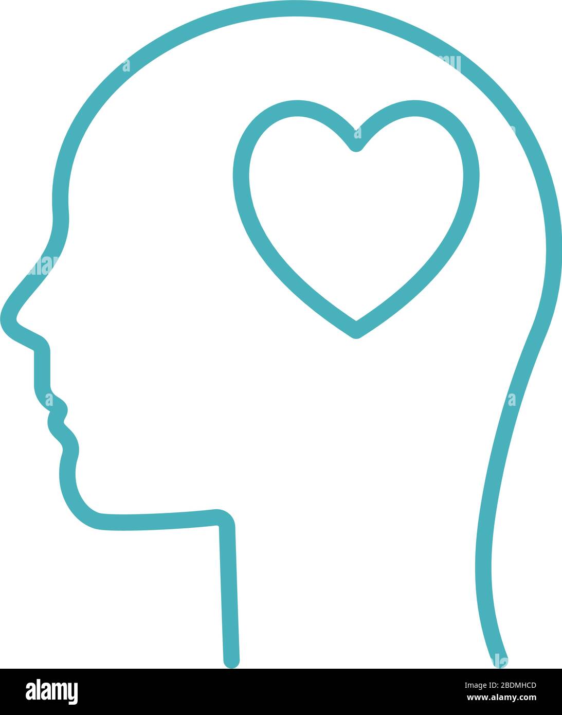 Heart inside head line style icon vector design Stock Vector Image ...