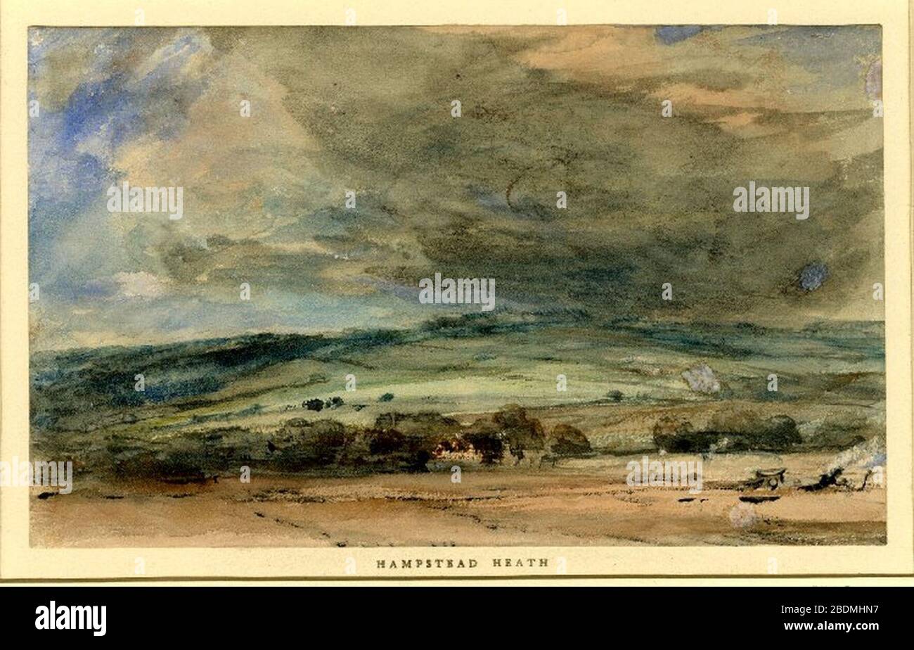 Hampstead Heath by John Constable watercolour. Stock Photo