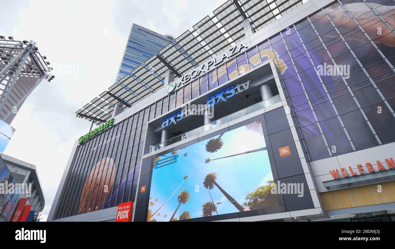 Modern buildings at Microsoft theater in Los Angeles downtown