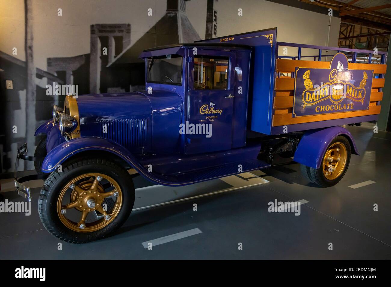1928 Ford Model AA replica Cadbury World truck on display at the Bill Richardson's Transport World at Invercargill, New Zealand. Stock Photo
