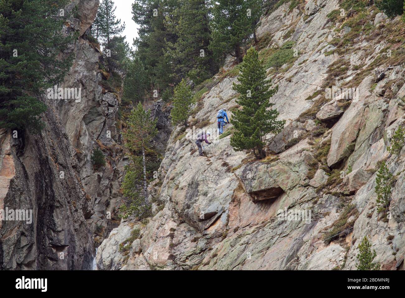 Kletterer im Holderli-Seppl-Klettersteig, Kaunertal, Österreich Stock Photo