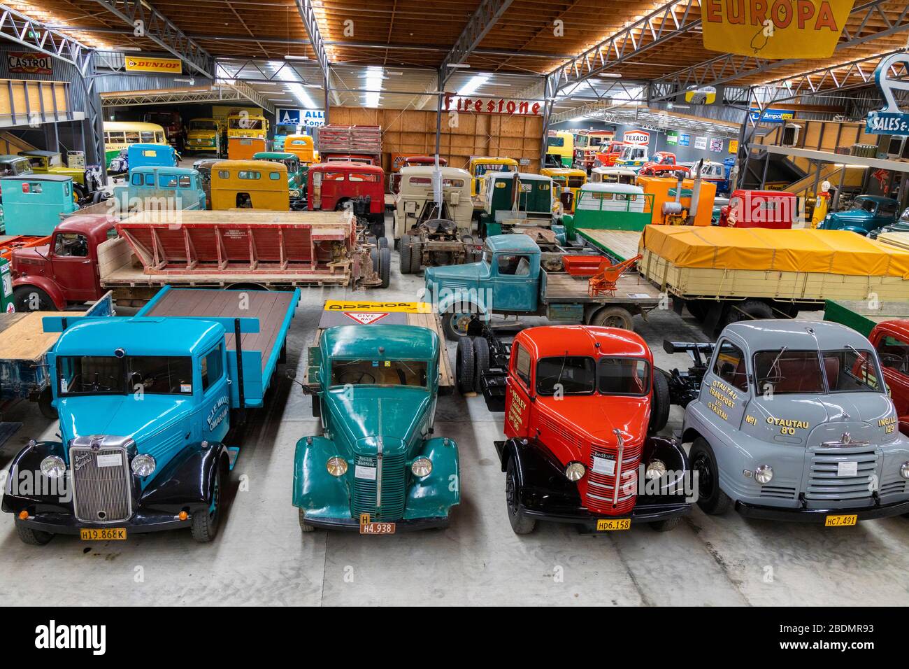 Assorted commercial vehicles collection at the Bill Richardson's Transport World at Invercargill, New Zealand. Stock Photo