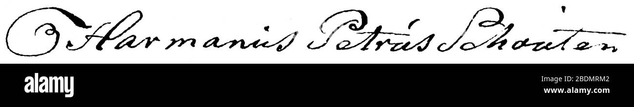 Handtekening Hermanus Petrus Schouten d.d. 10-10-1788. Stock Photo