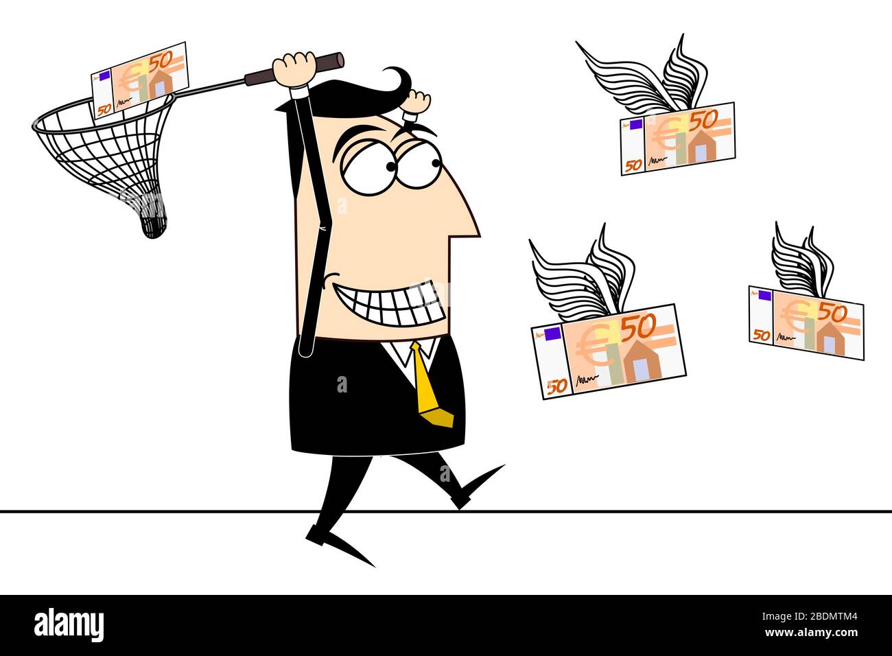 Cartoon businessman, money Stock Photo - Alamy