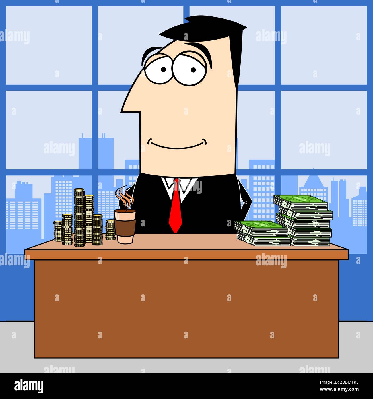 Cartoon businessman, money Stock Photo - Alamy