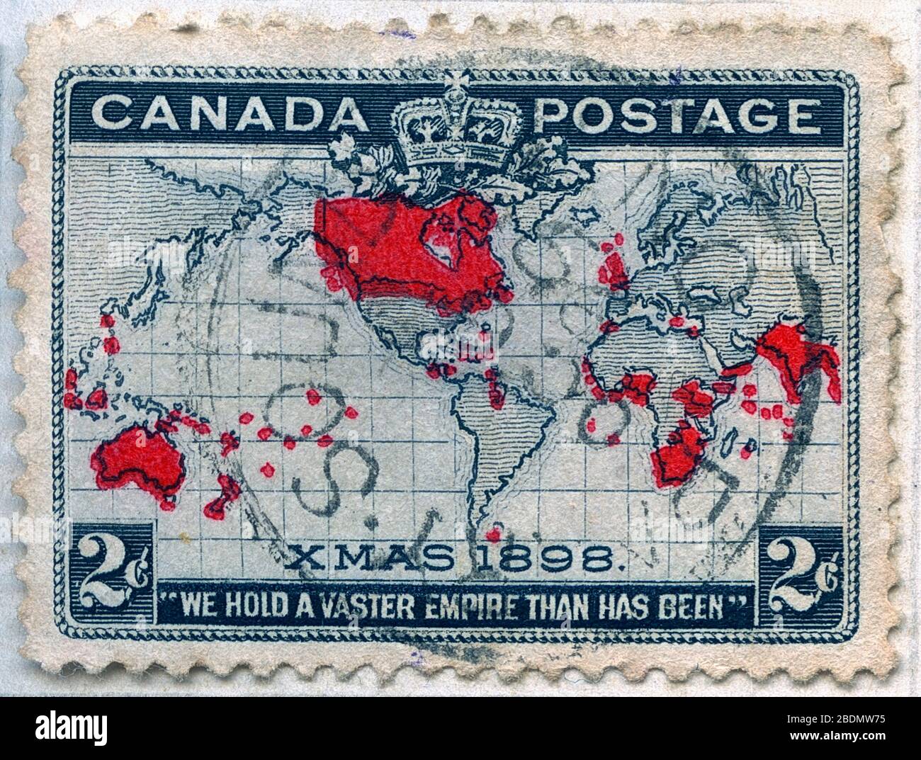 Canada postage stamp.1898 Xmas stamp showing British Empire.The