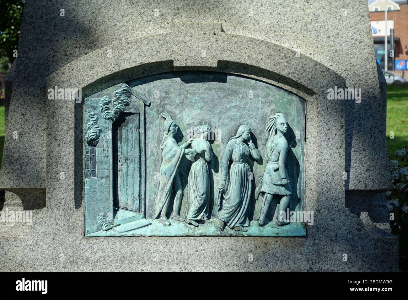 Hannah Duston Monument, by Calvin H. Weeks, 1879 - Haverhill, Massachusetts Stock Photo