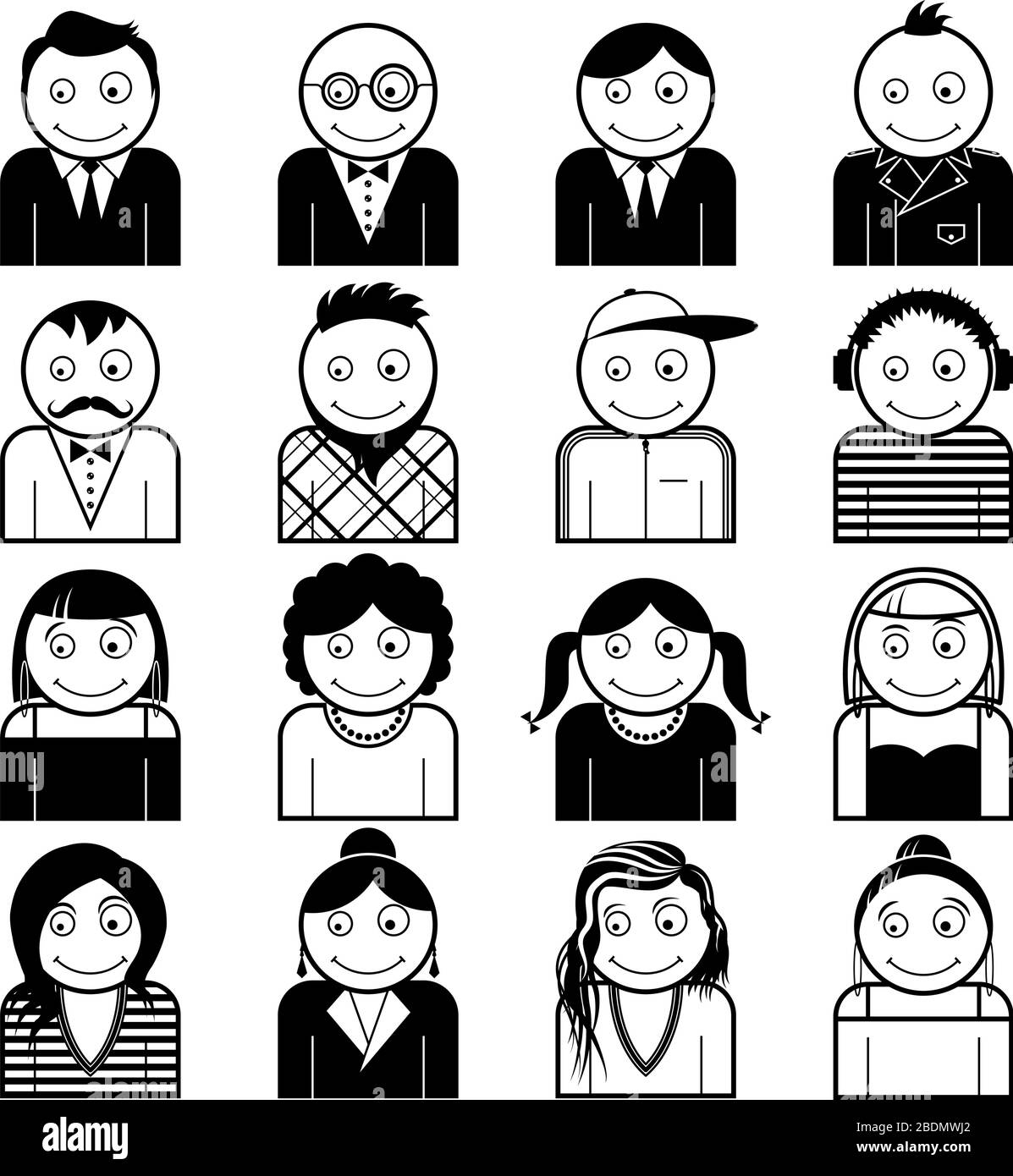 Set of vector pictograms with people/ faces/ avatars Stock Vector