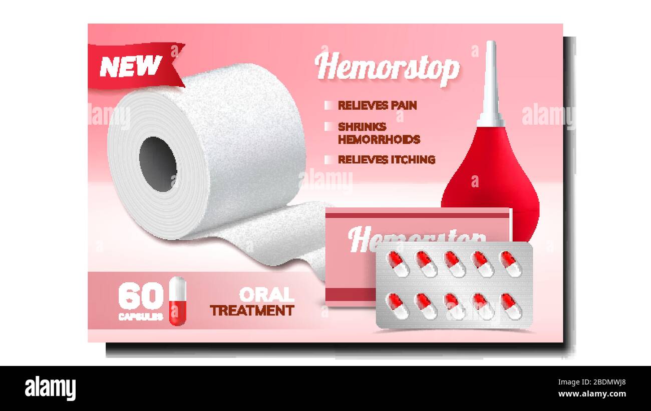 Hemorrhoids Oral Treatment Advertising Poster Vector Stock Vector Image