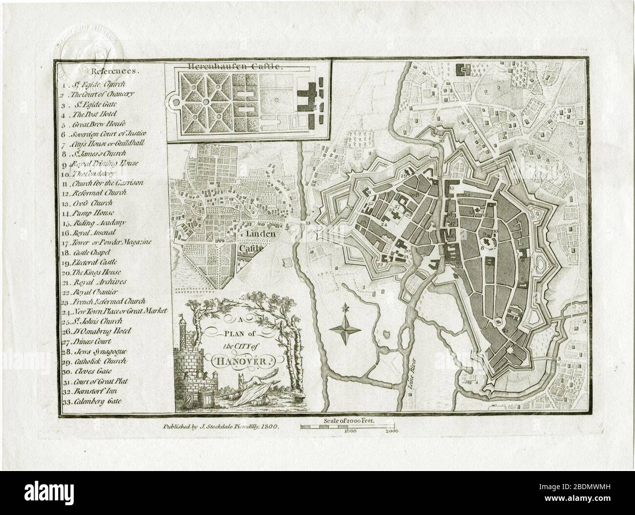 Hannover Calenberger Neustadt Linden Herrenhausen Stockdale 1800. Stock Photo