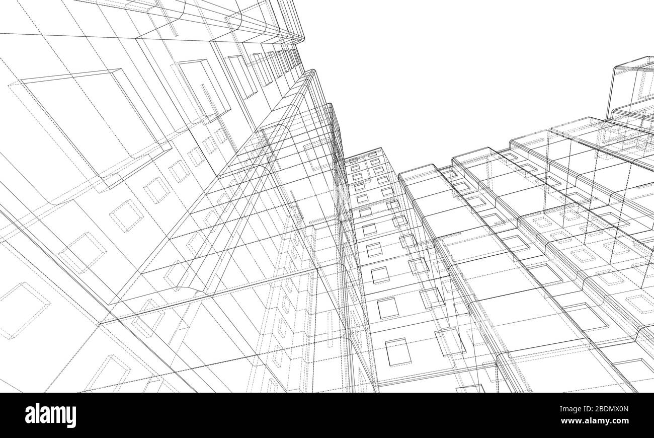 Frame Structures Vector Vector wire-frame model of a multi-storey building Stock Vector Image ...