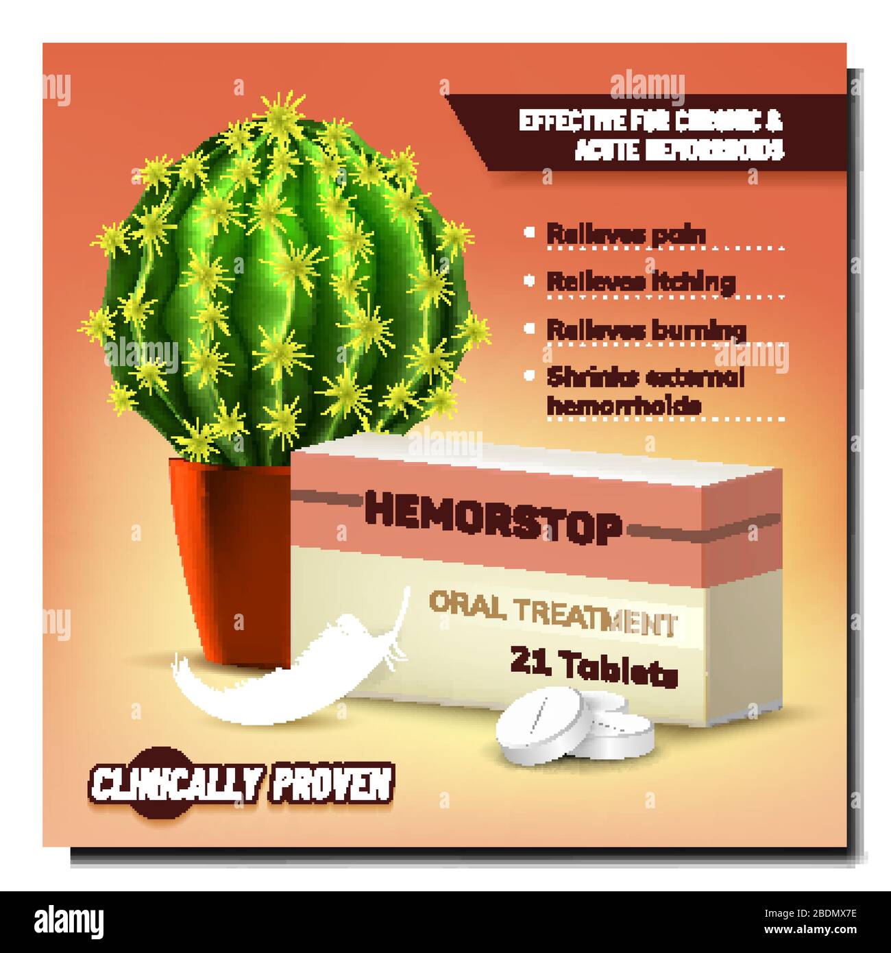 Hemorrhoids Oral Treatment Advertising Banner Vector Stock Vector Image