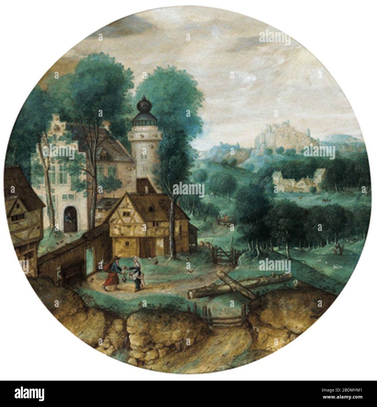 Hans Bol (Attr.) Landscape with Elias and the Widow of Sarepta Stock