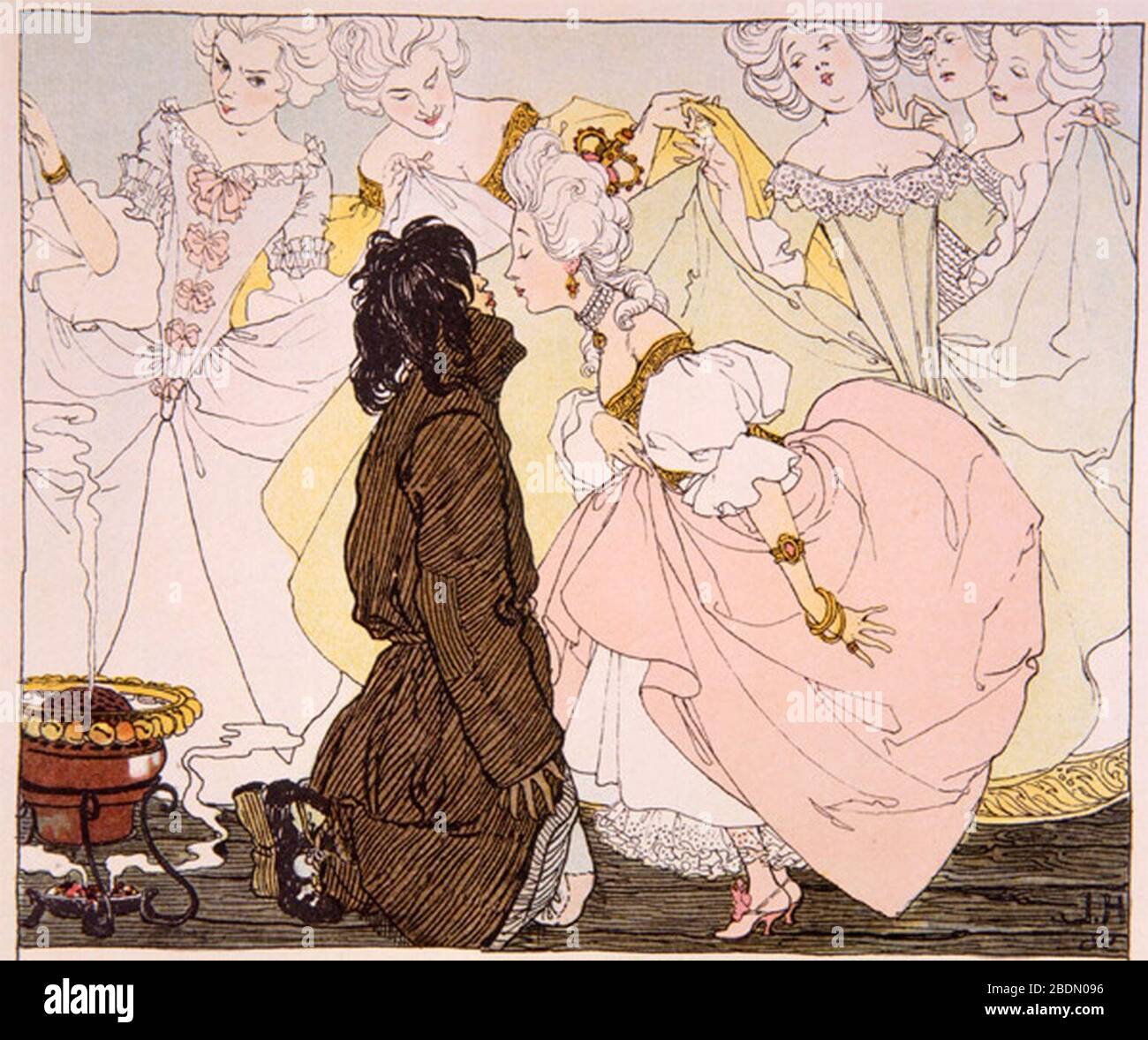 Hans Christian Andersen-Die Prinzessin und der Schweinehirt-Illustriert von Heinrich Lefler-Wien 1897. Stock Photo
