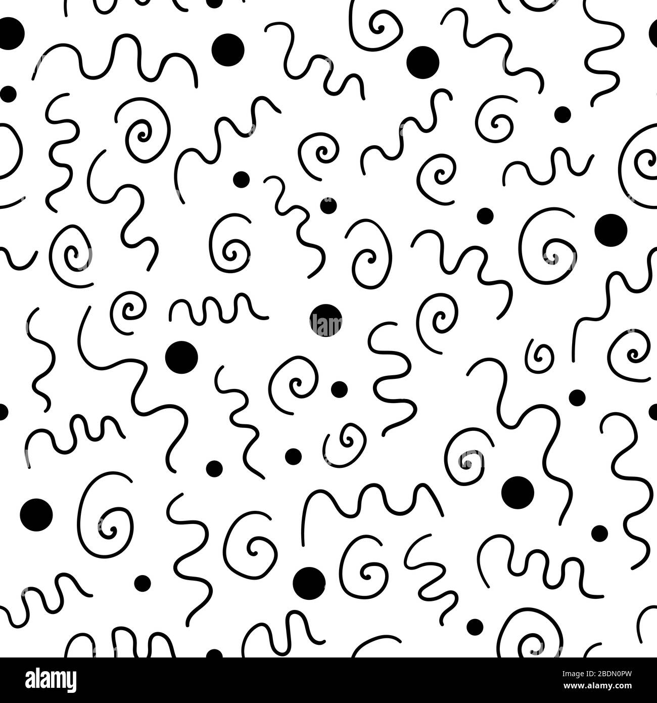 Abstract scribble seamless pattern on white background. Vector