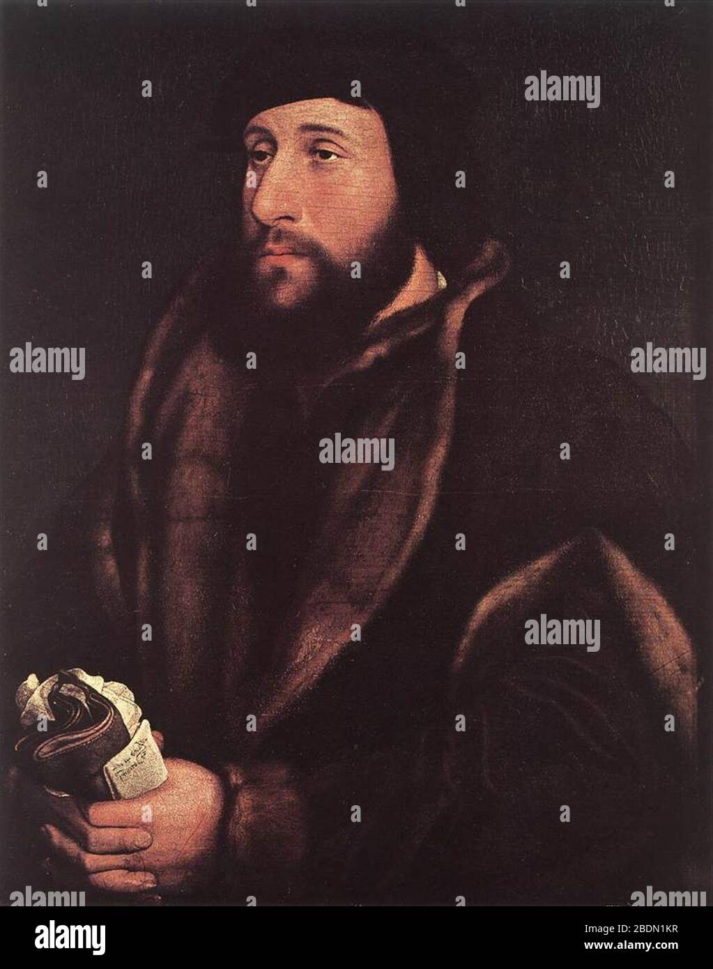 Hans Holbein d. J. - Portrait of a Man Holding Gloves and Letter Stock Photo