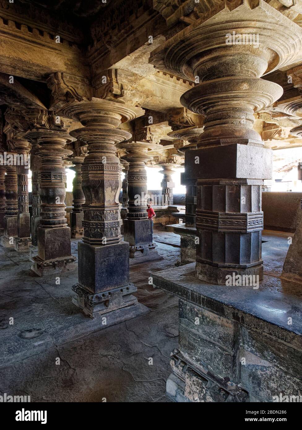 Lathe turned pillars of ancient Hindu temple Stock Photo Alamy