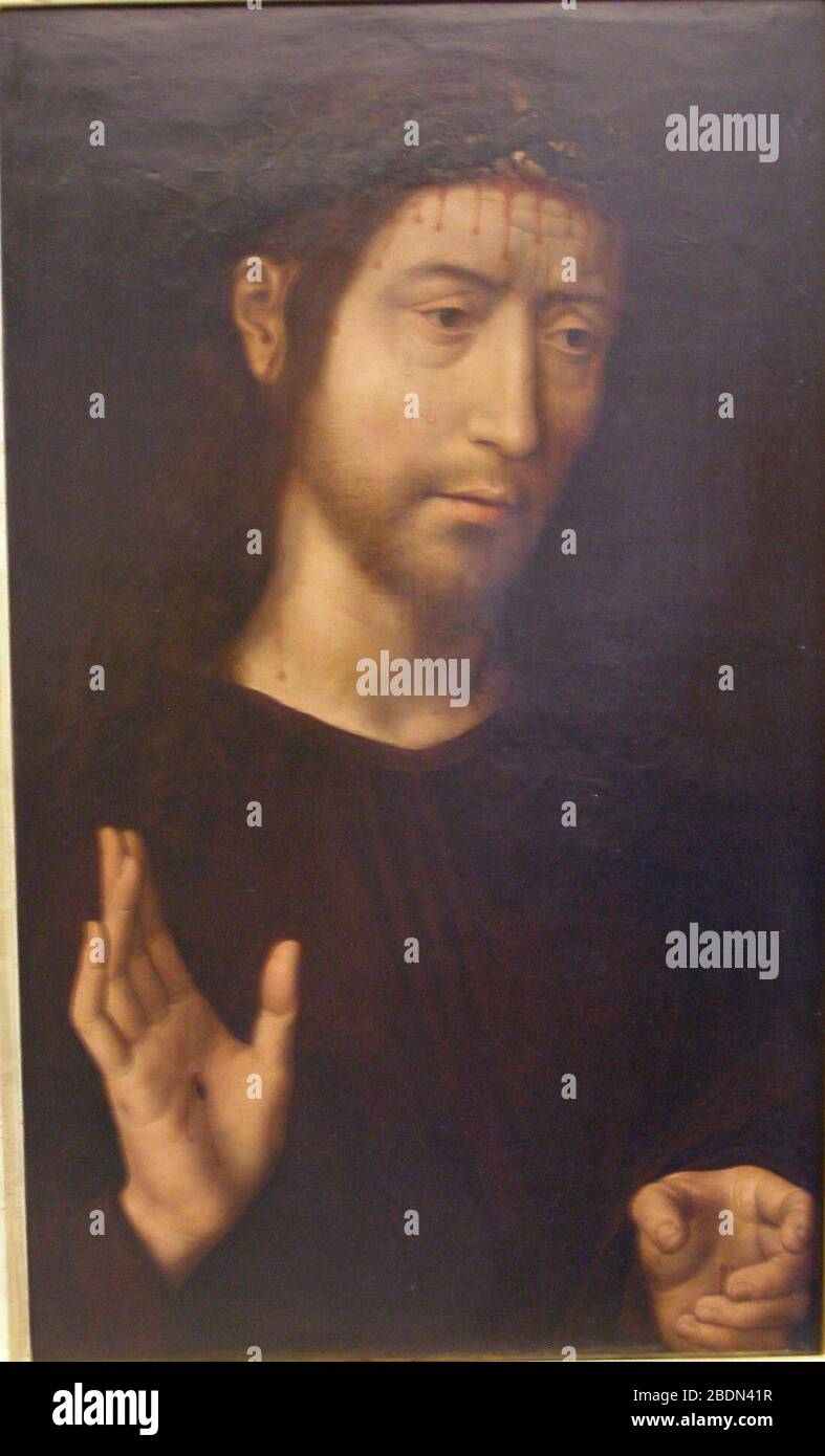 Hans Memling Cristo benedicente. Stock Photo