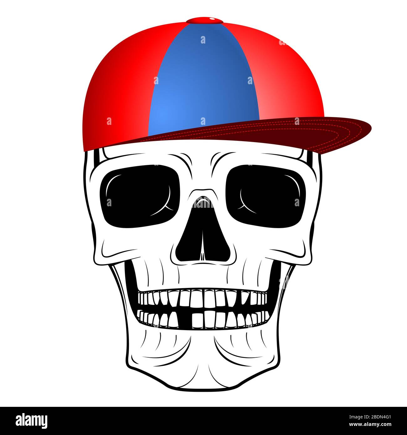 Skull illustration - baseball cap Stock Photo - Alamy