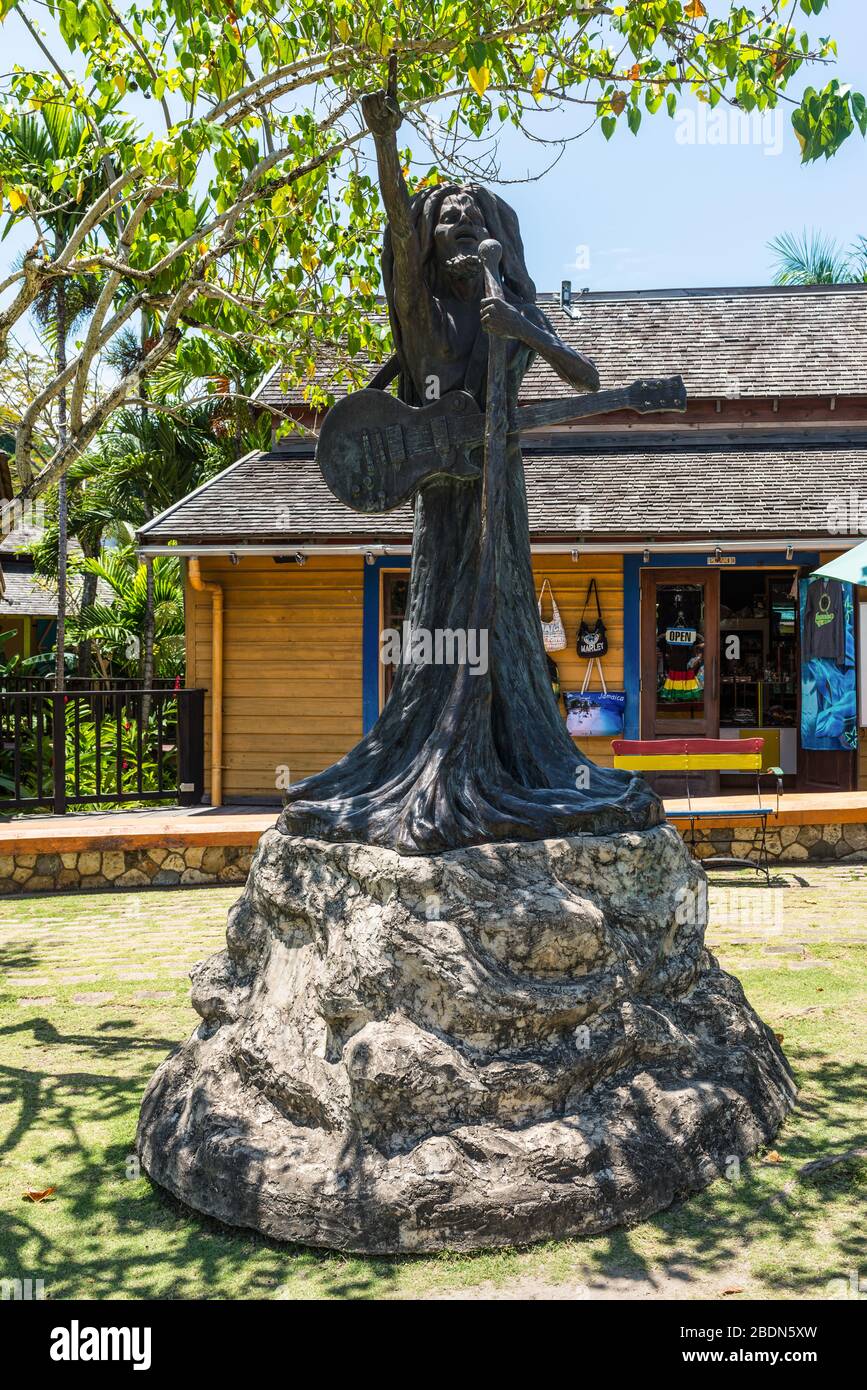 Ocho Rios, Jamaica April 22, 2019 Statue of famous legendary