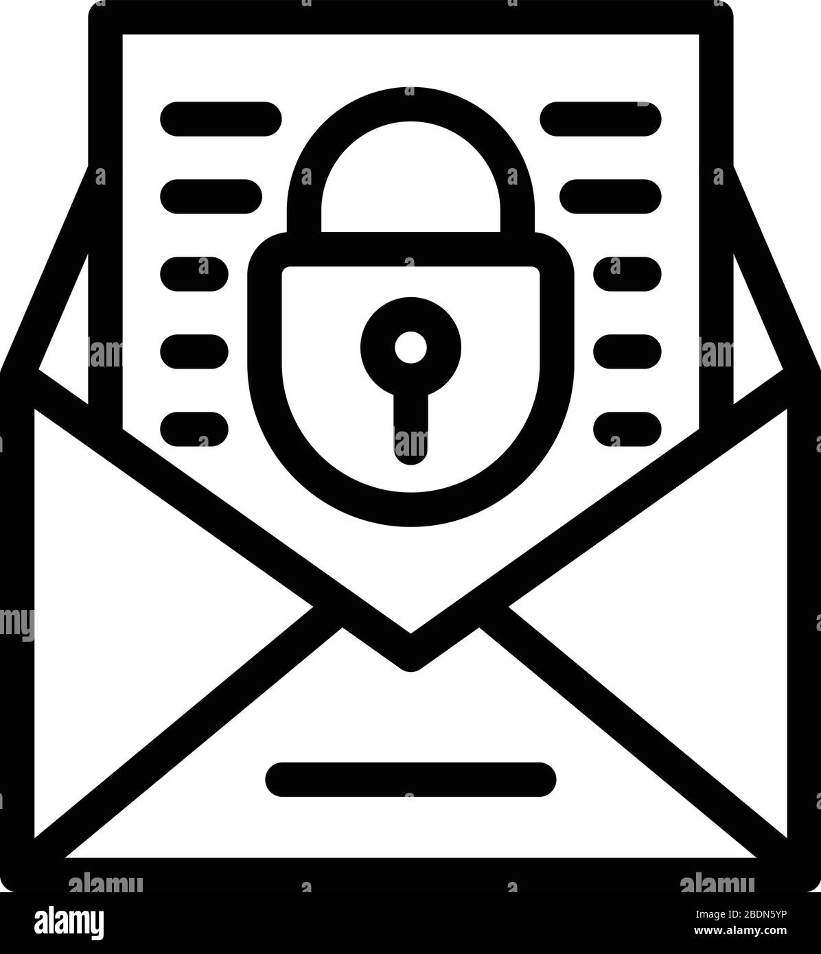 Protection email icon, outline style Stock Vector