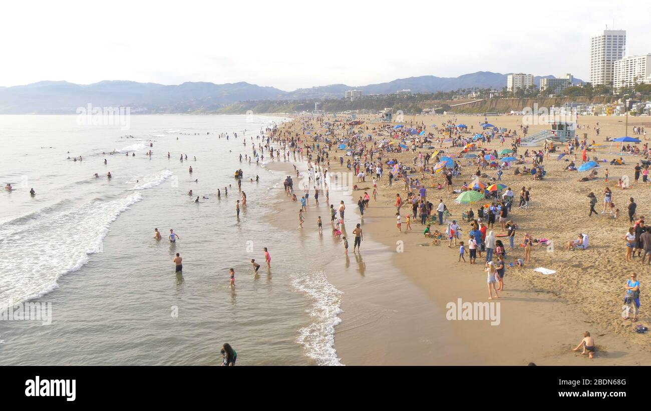 Aerial view over Santa Monica Beach in Los Angeles - LOS ANGELES, USA ...