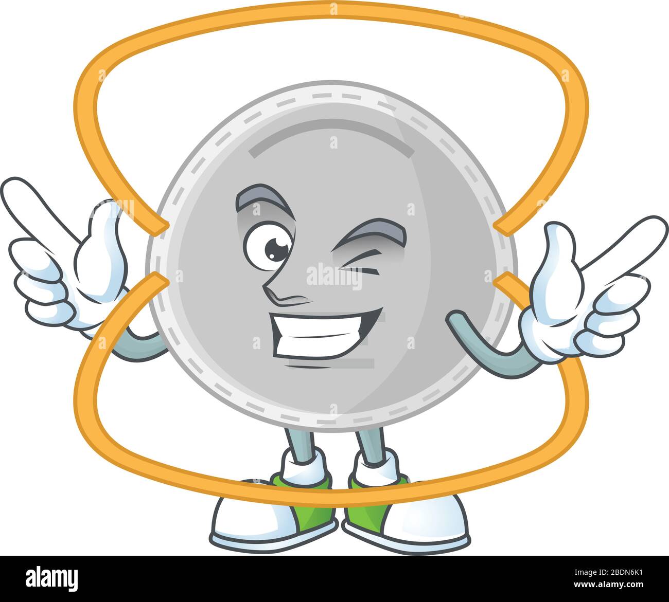 Cartoon character design concept of N95 mask cartoon design style with wink eye Stock Vector