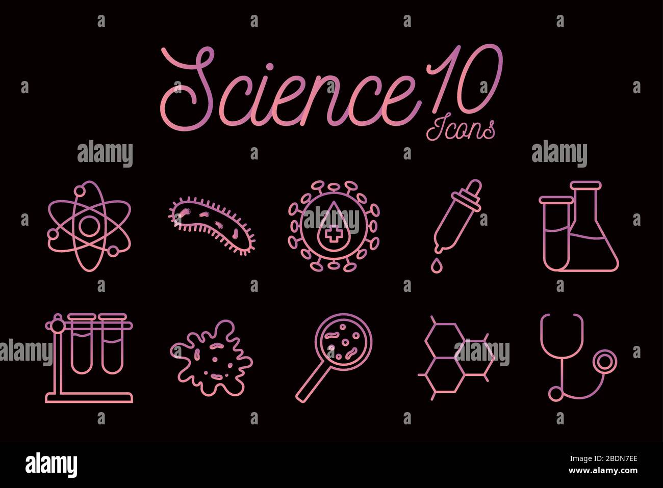 10 Science gradient style icon set vector design Stock Vector Image ...