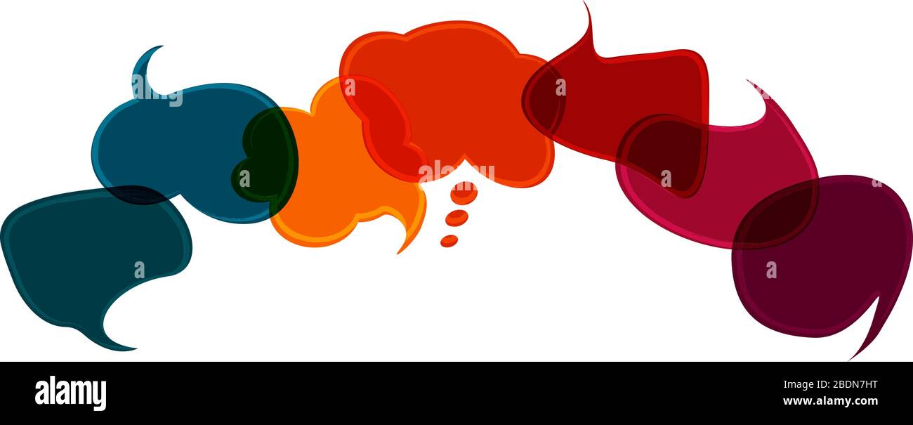 Colored speech bubble. Sharing idea. To speak - discussion. Communication. Social network. Cloud. Symbol to talk and communicate. Friendship Stock Vector