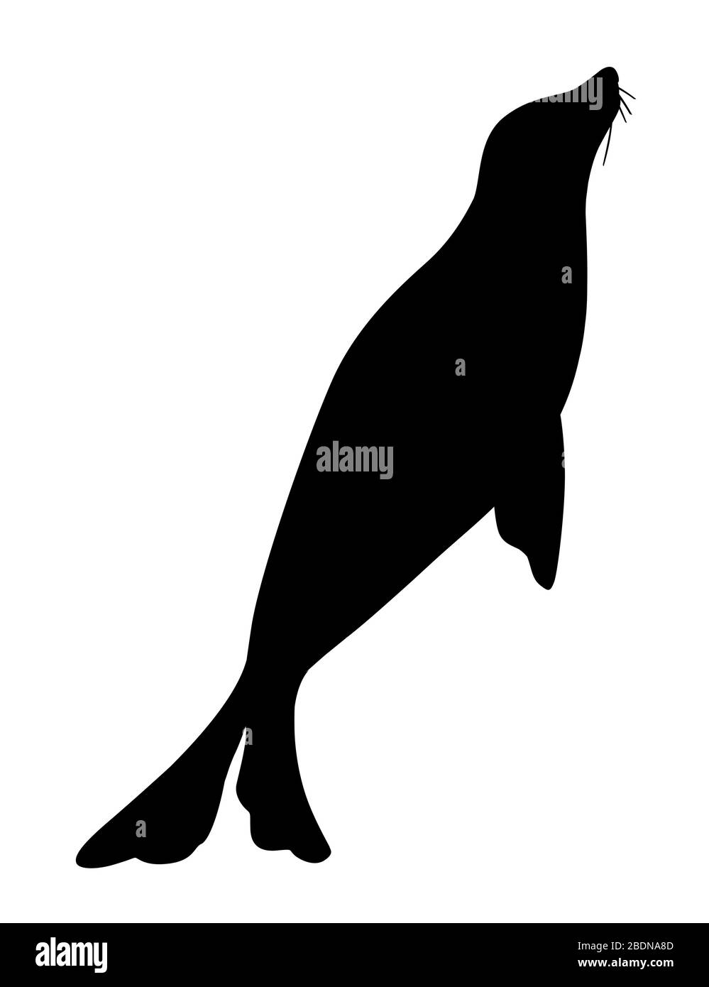 Black silhouette cute seal cartoon animal design flat vector illustration isolated on white background Stock Vector