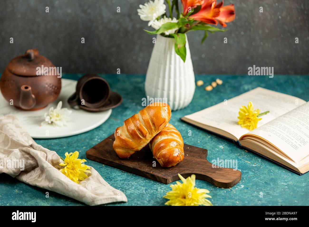 freshly baked buns in a loaf shape Stock Photo