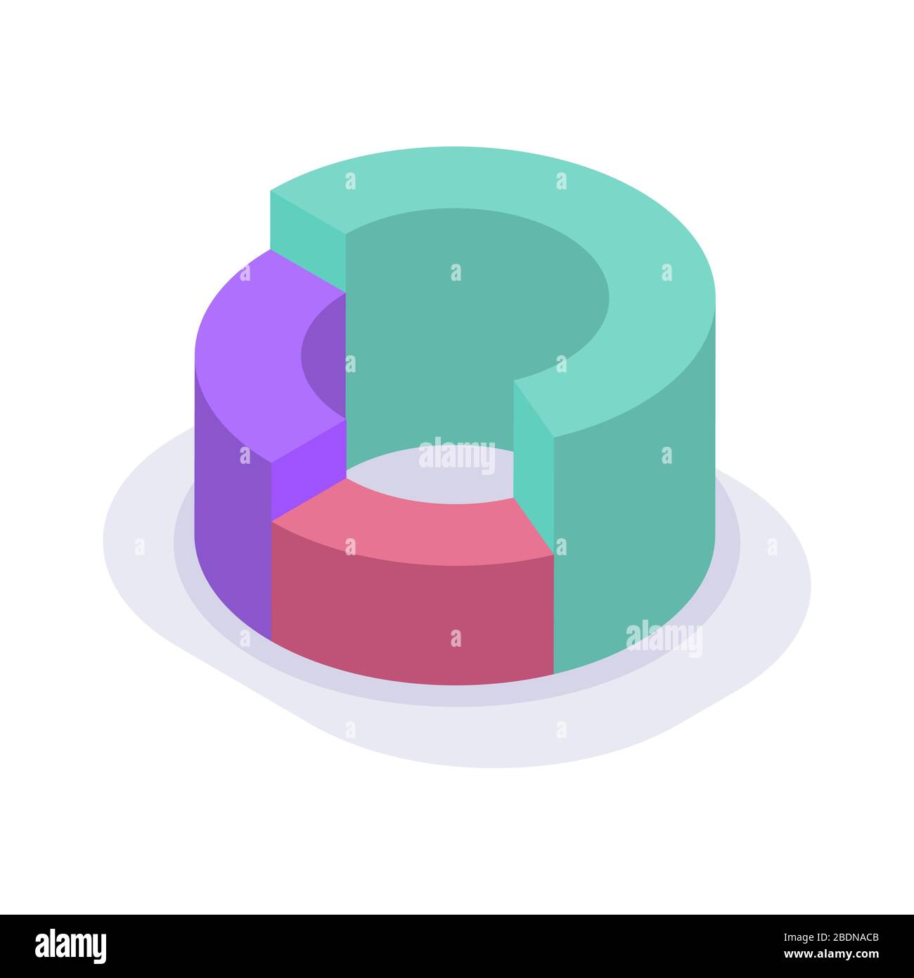 circle pie chart isometric icon with modern flat sty le color vector ...