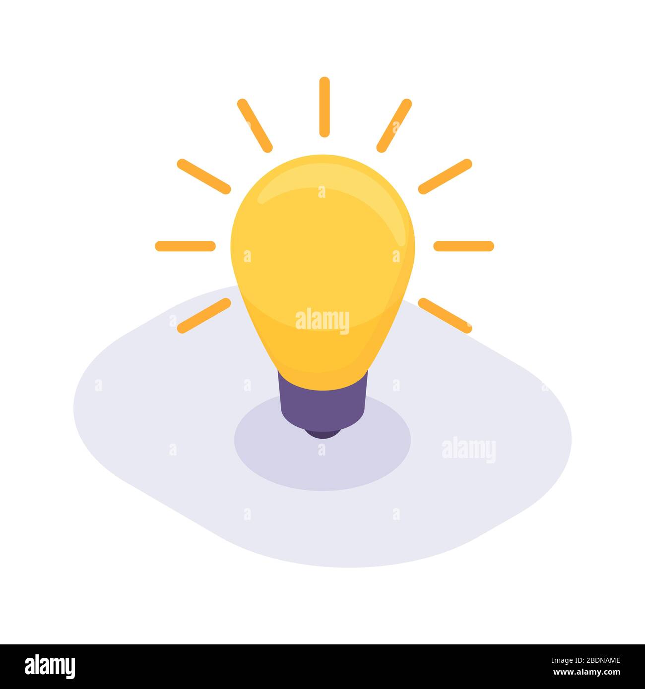 lamp idea concept isometric icon with modern flat style color vector ...