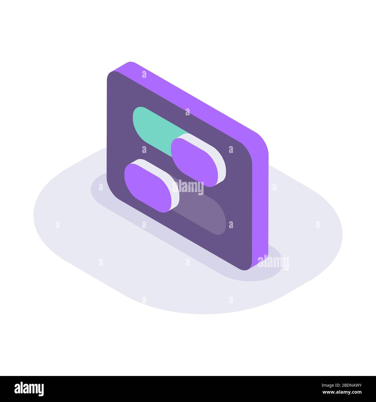on and off slide button isometric icon with modern flat style color ...