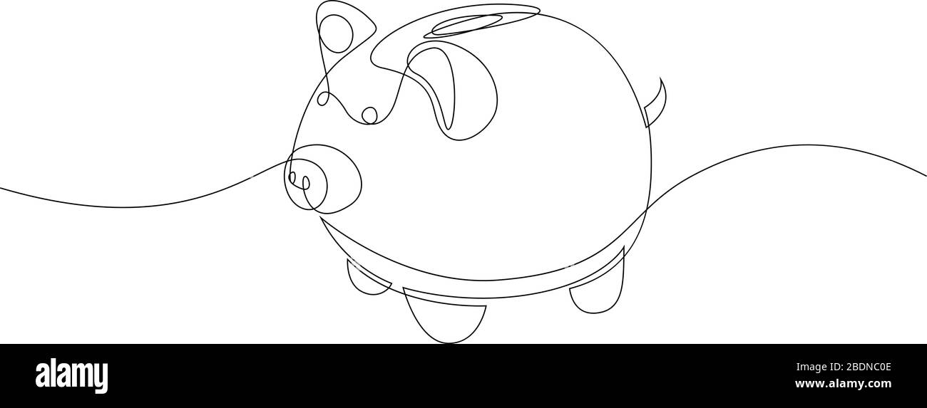 One line ceramic pig. Minimal style simple vector illustration Stock Vector