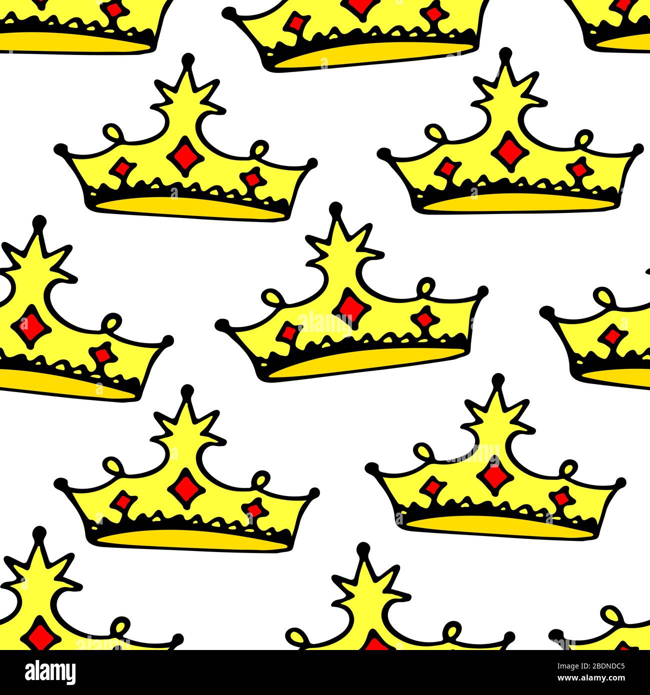 Doodle crowns seamless pattern. Hand drawn luxury background. Cute baby ...