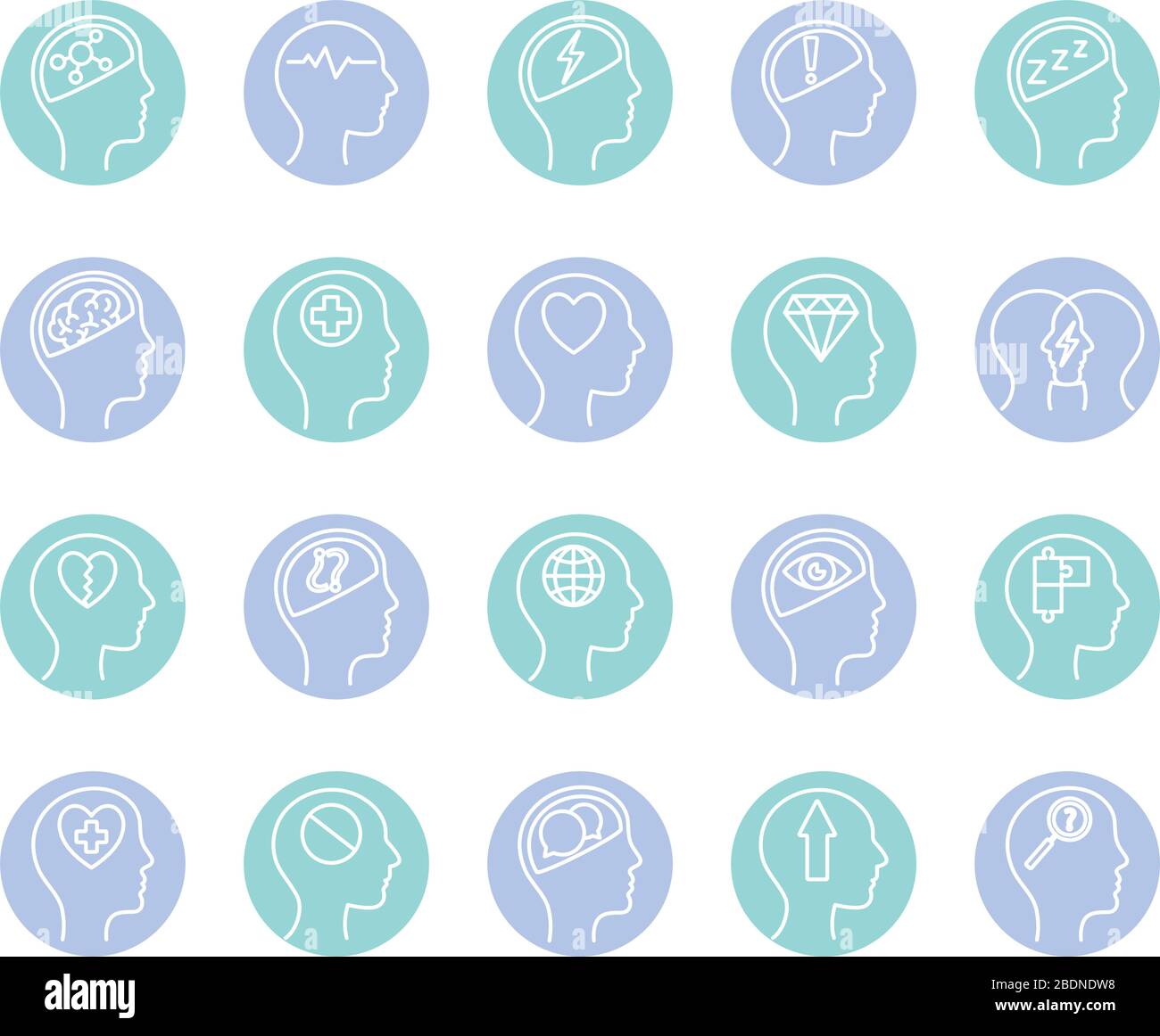 Mental health block style icon set vector design Stock Vector Image ...