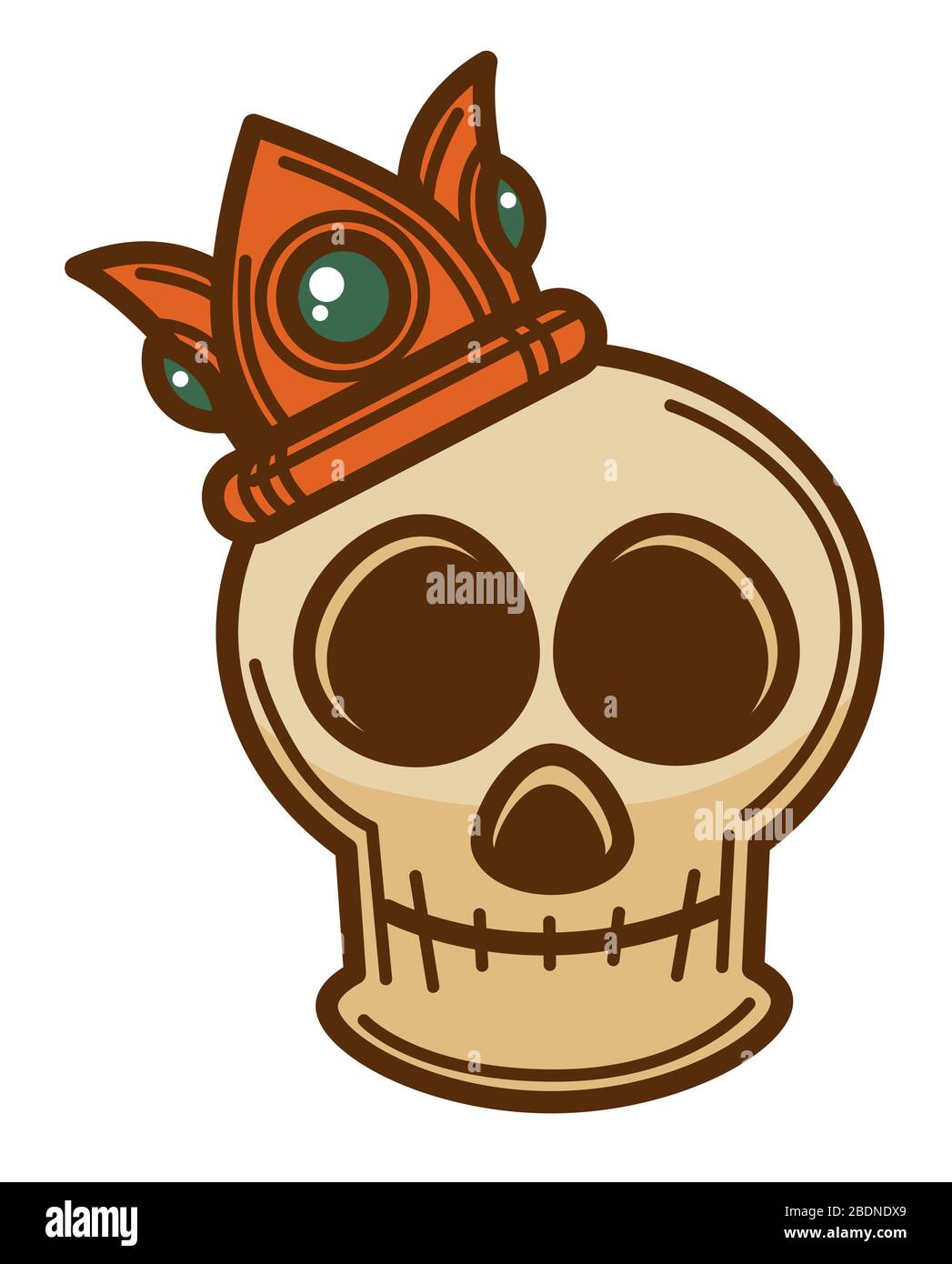 Skull bone with crown decorated with gems icon Stock Vector