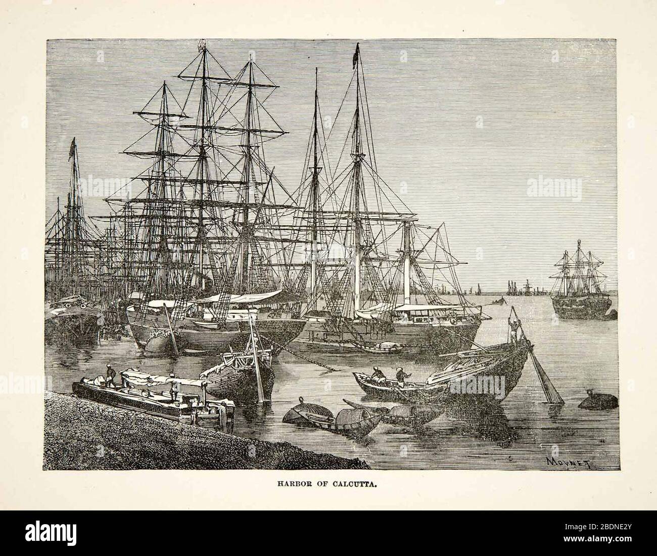 Harbor of Calcutta, an engraving from Countries of the World, published by Cassell & Company, c.1885. Stock Photo