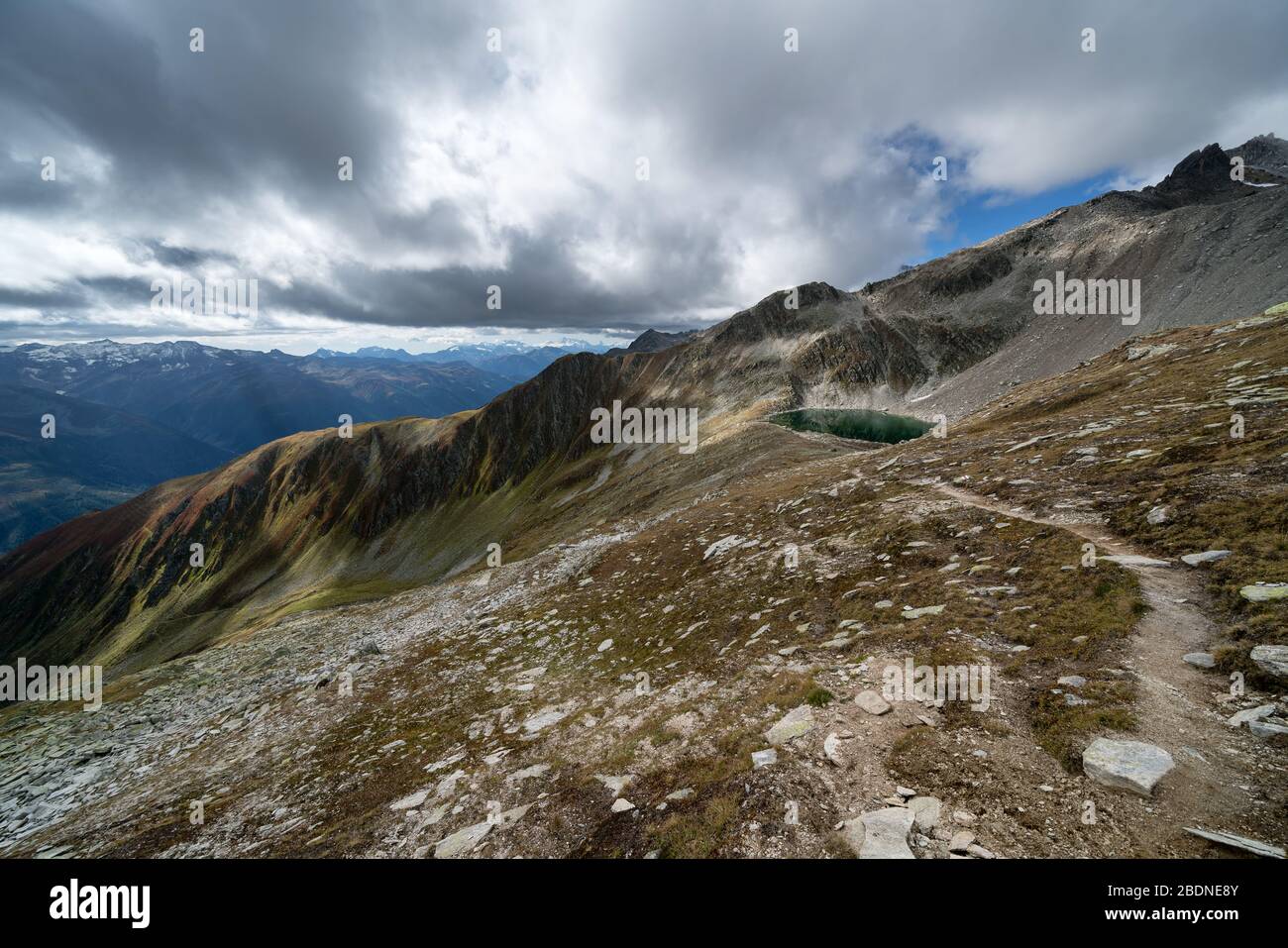 Hiking views above Ulrichen, Obergoms, Switzerland Stock Photo