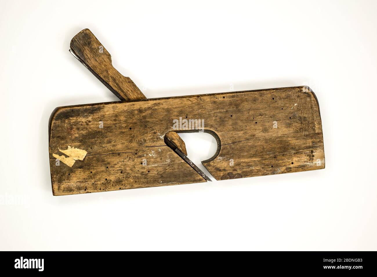 Hand tools, old wooden jointer on white background Stock Photo Alamy