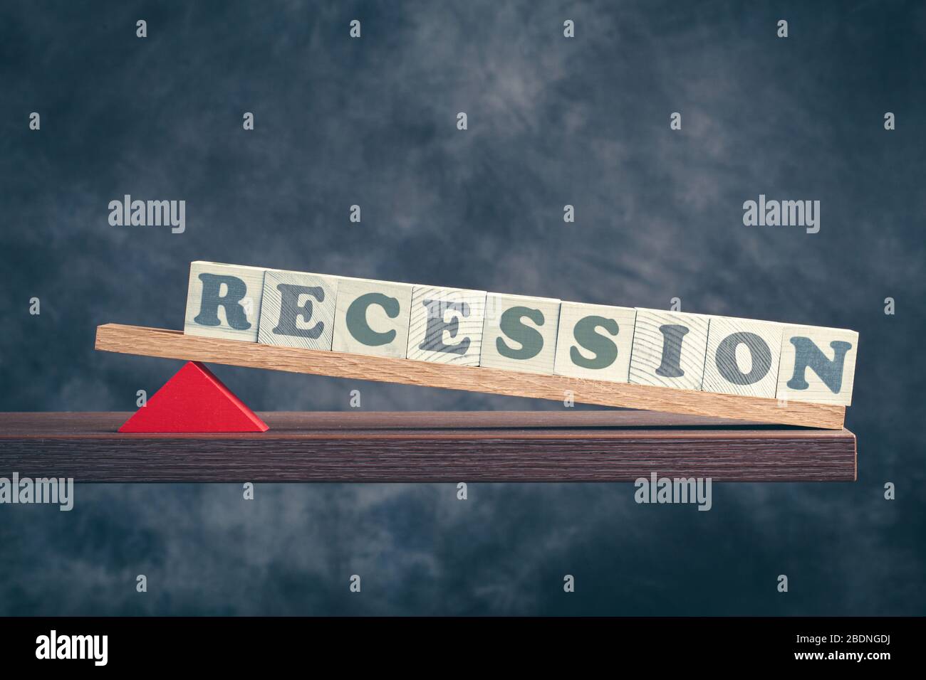 Recession spelled in letters Stock Photo