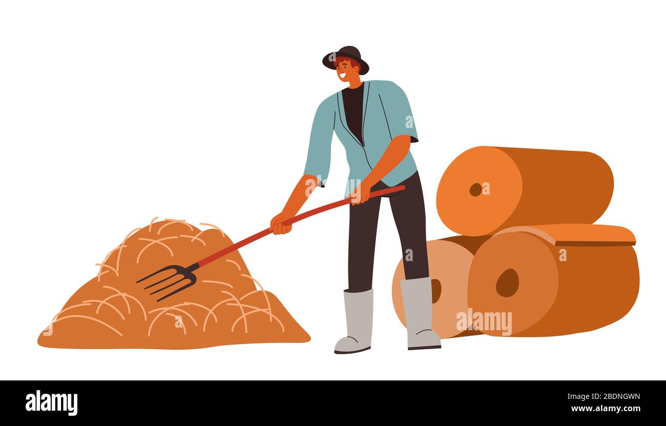 Making hay bales Stock Vector Images - Alamy